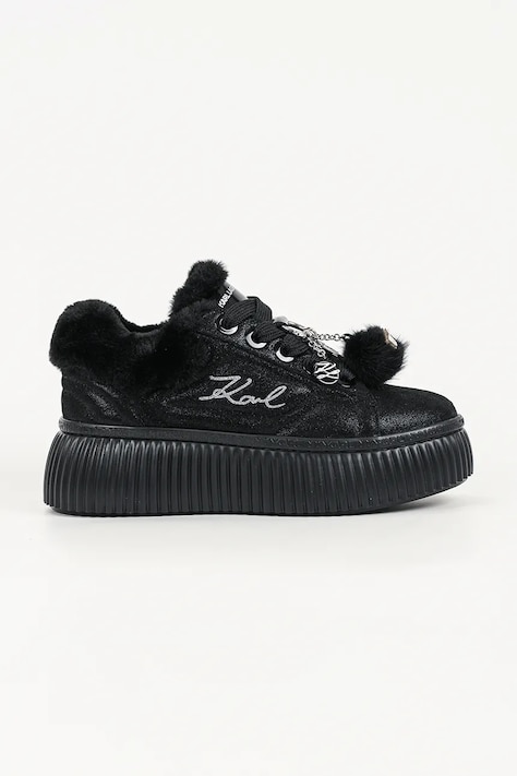 Karl Lagerfeld Kreeper sneakersy damskie zamszowe czarne KL42312L