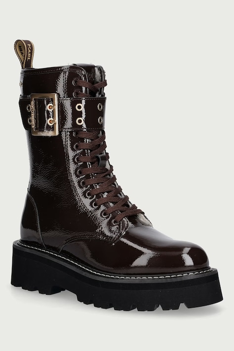 Karl Lagerfeld Workery damskie skórzane Kyla brązowe KL43475