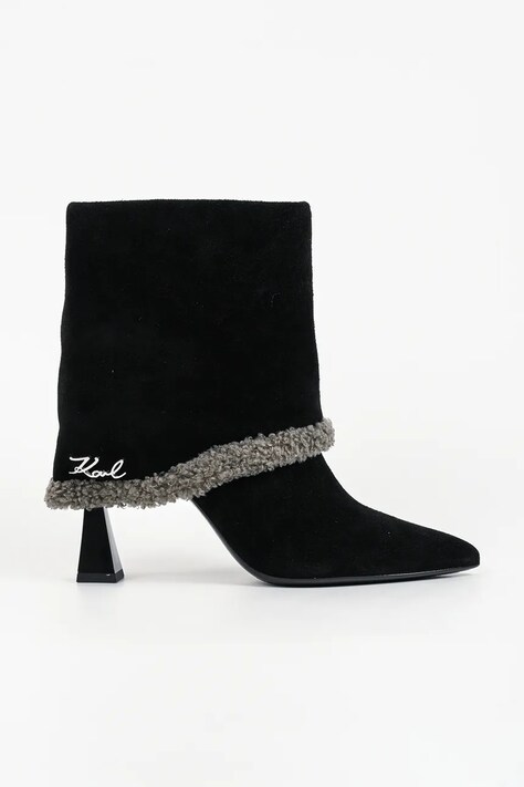 Karl Lagerfeld Botki damskie zamszowe Debutante czarne KL32052
