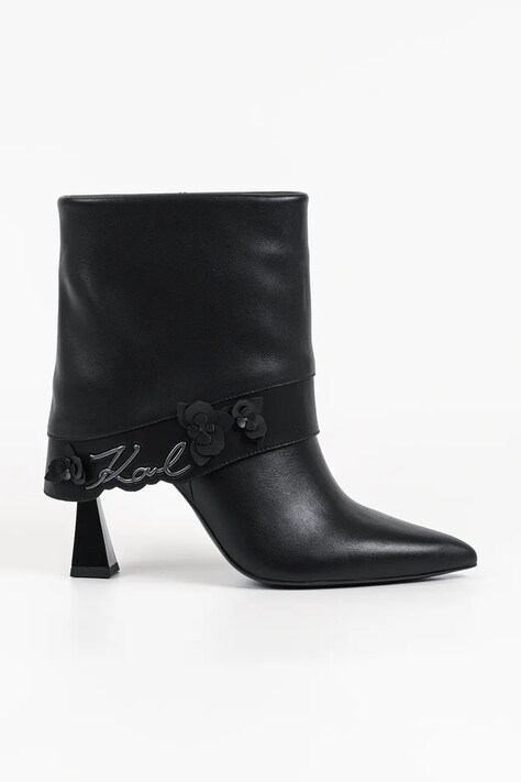 Karl Lagerfeld Kozaki damskie skórzane Debutante czarne KL32051