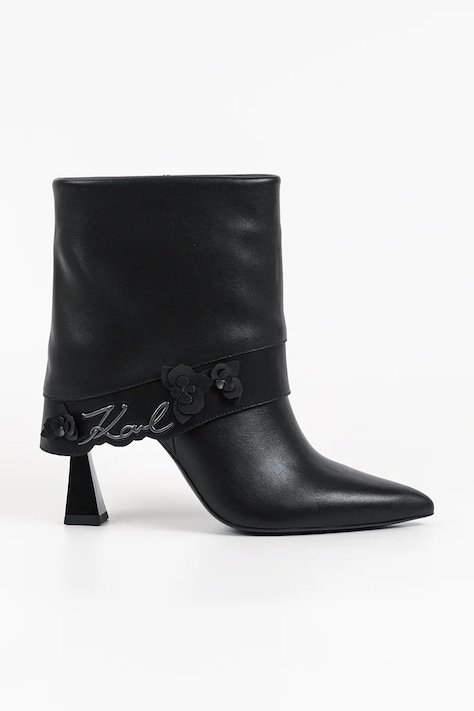 Karl Lagerfeld Kozaki damskie skórzane Debutante czarne KL32051