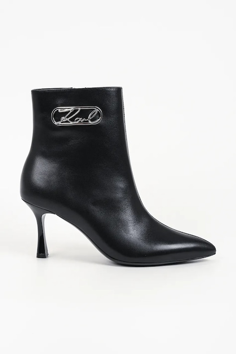 Karl Lagerfeld Botki na wysokim obcasie damskie skórzane Sienna czarne KL32745
