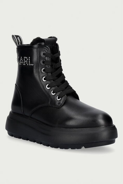 Karl Lagerfeld Botki damskie skórzane Katya czarne KL46655L