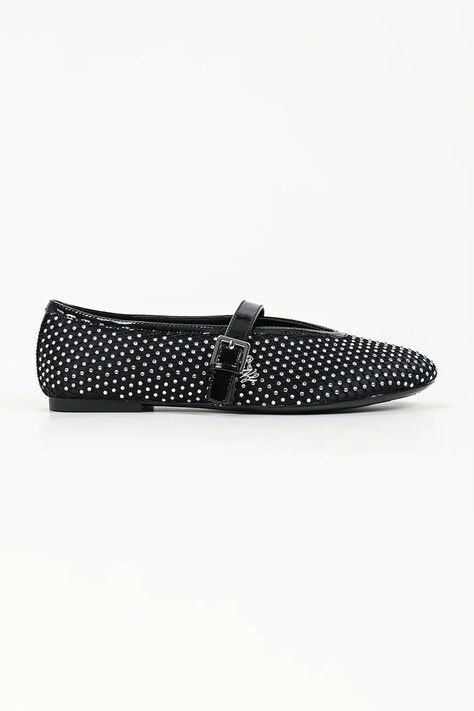 Karl Lagerfeld Baleriny skórzane Karo czarne KL40177