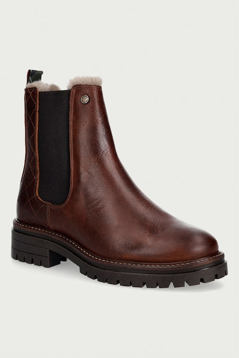 Barbour μπότες τσέλσι με ίσιο τακούνι Γυναικείες δερμάτινες Evie καφέ LFO0811BR51