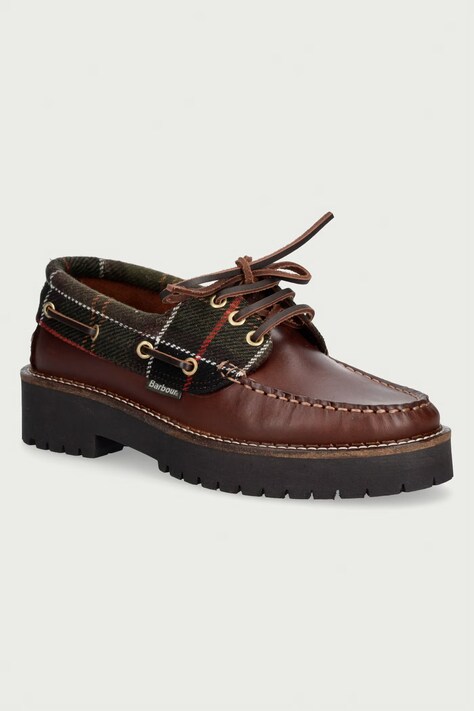 Barbour Мокасини дамски от кожа Darras кафяви LFO0798BR74