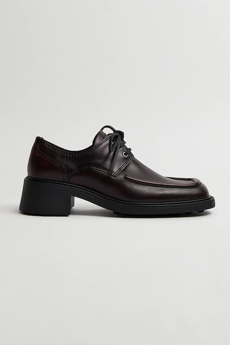 Miista Loafersy damskie skórzane Karolien bordowe E8_4354