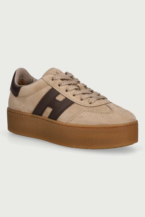 Hogan H698 Allacciato H sneakersy damskie beżowe HXW6980FB6TUIE0CP4