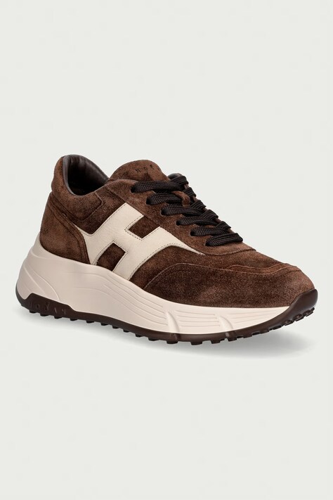 Hogan H669 Allacciato H sneakers pánske semišové hnedé HXW6690FR30U5W0UUM