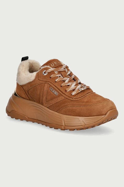 Guess FACTER2 sneakers dámske semišové hnedé FLFFA2 LEA12