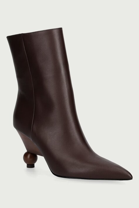 Weekend Max Mara Botki damskie skórzane brązowe 2625796095600