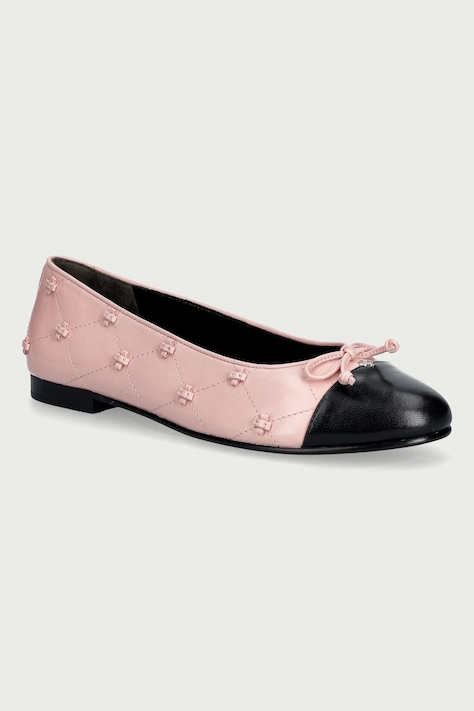 Tory Burch Μπαλαρίνες δερμάτινες Cap-Toe Bunny Knot Ballet ροζ 187846.650