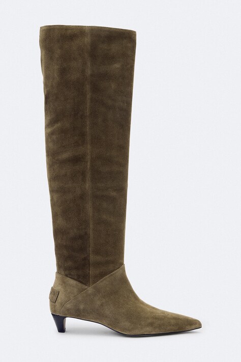 AllSaints Kozaki damskie zamszowe Ortega Suede Boot zielone W034FF