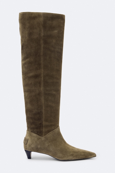 AllSaints Kozaki damskie zamszowe Ortega Suede Boot zielone W034FF