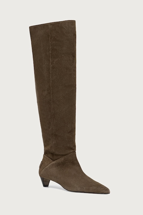 AllSaints Μπότες Γυναικείες σουέτ Ortega Suede Boot πράσινες W034FF