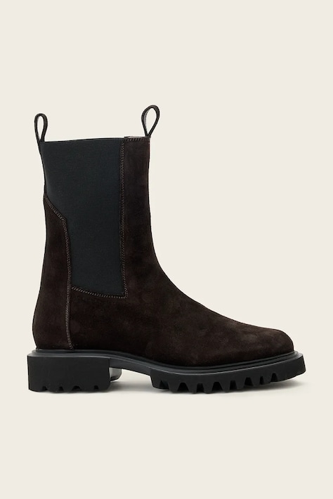 AllSaints Členkové čižmy dámske semišové Hallie Suede Boot hnedé W005FD