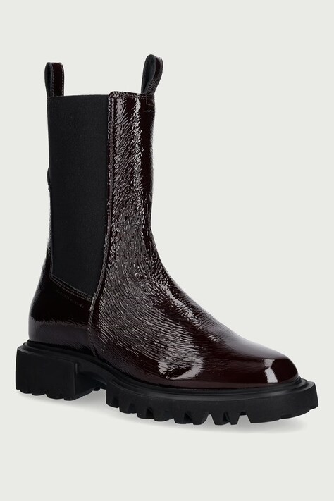 AllSaints Μποτάκια με πλατφόρμα Γυναικεία δερμάτινα Hallie Boot Patent καφέ W003FF