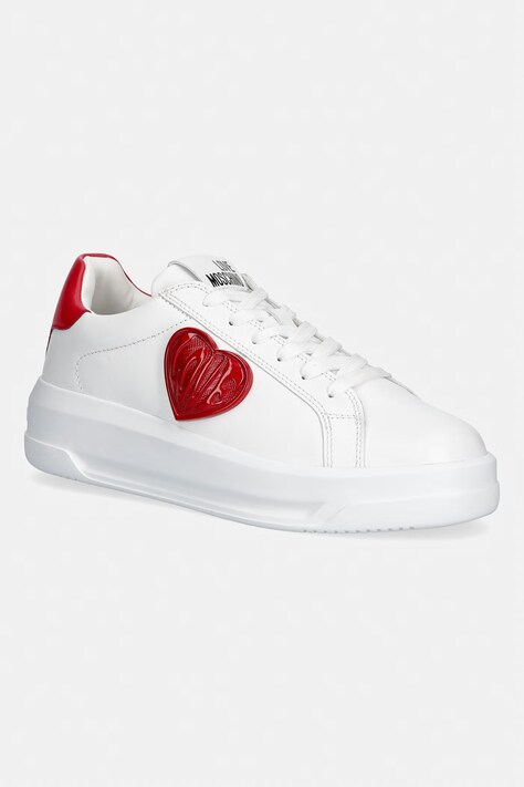 Love Moschino sneakersy damskie skórzane białe JA15235G1PIAQ10A