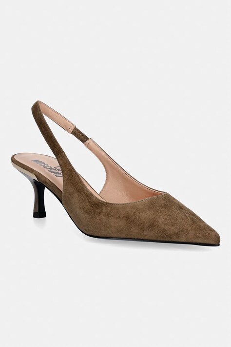 Love Moschino szpilki zamszowe zielone JA10336G1PJA0218