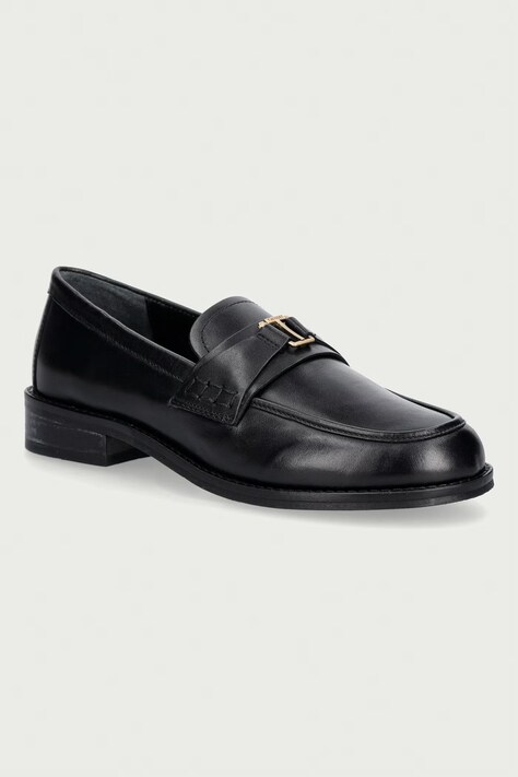 Twinset loafersy damskie skórzane czarne 262TCP020