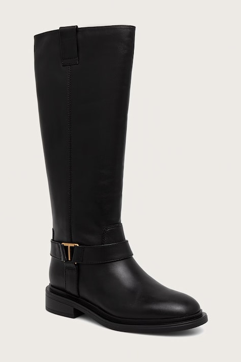Twinset kozaki damskie skórzane czarne 262TCP024