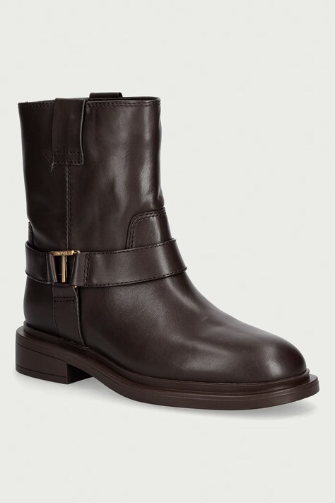 Twinset botki damskie skórzane brązowe 262TCP022