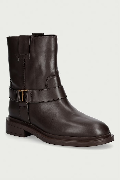 Twinset botki damskie skórzane brązowe 262TCP022