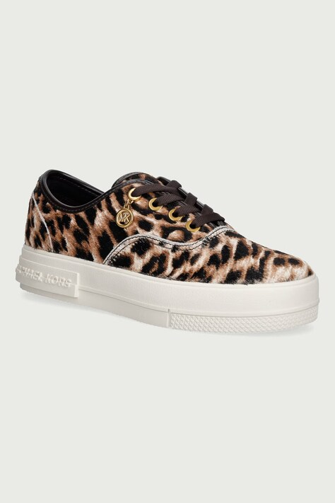 MICHAEL Michael Kors Lindsey Lace Up sneakers γυναικεία δερμάτινα μπεζ 43F6LDFS1H.284