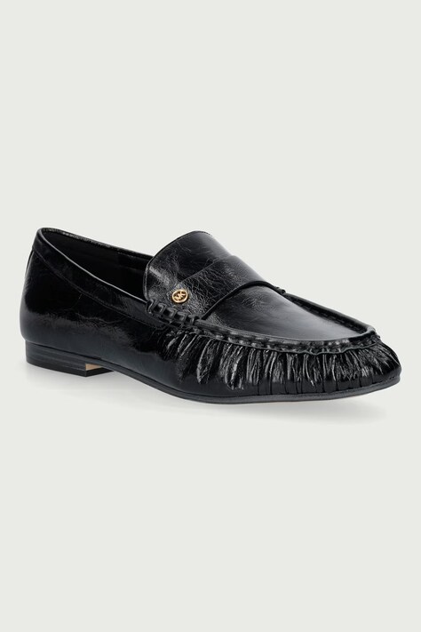 MICHAEL Michael Kors Mokasinke za žene od kože Jennings Ruched Loafer crne 40F6JNFP3L.001