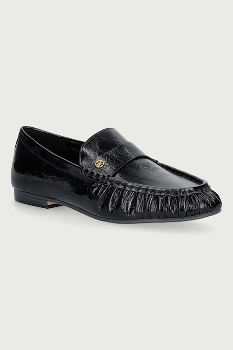 MICHAEL Michael Kors Mokasinke za žene od kože Jennings Ruched Loafer crne 40F6JNFP3L.001