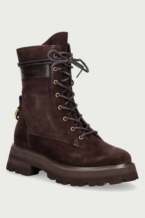 MICHAEL Michael Kors Μποτάκια Γυναικεία σουέτ Caleb Lug Bootie καφέ 40F6CBFE5S.251