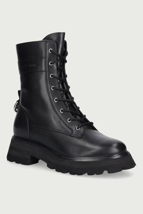 MICHAEL Michael Kors Workers sulla banchina da donna in pelle Caleb Lug Bootie nero 40F6CBFE5L.001