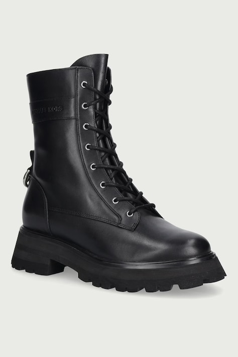 MICHAEL Michael Kors Workers sulla banchina da donna in pelle Caleb Lug Bootie nero 40F6CBFE5L.001