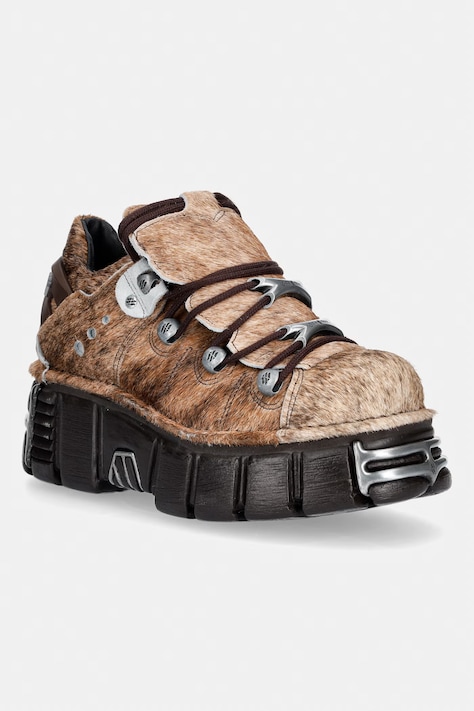 New Rock PELO NATURAL MARRON-BLANCO + IMPERFECT TOWER MARRON TORNILLOS buty damskie skórzane brązowe M.120N.C114