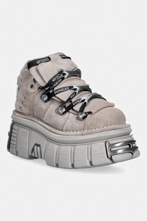 New Rock ALASKA PERLA + IMPERFECT TOWER PERLA TORNILLOS buty damskie zamszowe szare M.106.CEV166