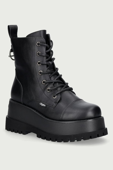 Buffalo Botki damskie Stack Lace Up Mid czarne 18576-BLK