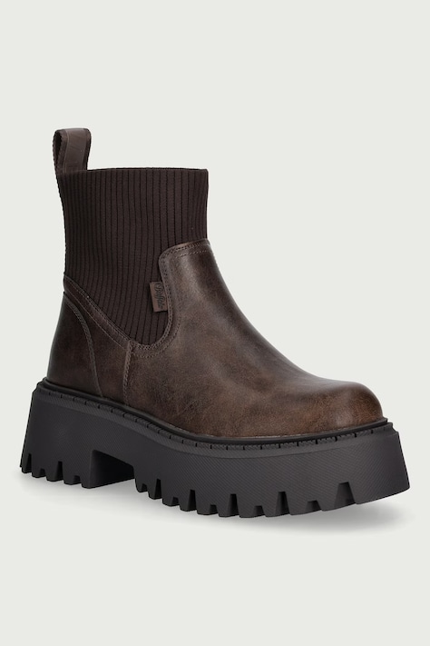 Buffalo Gležnarski čevlji s platformo ženski Aspen Chelsea Knit rjavi 18569-BRN