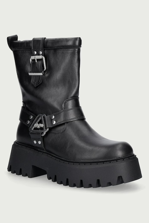 Buffalo Botki motocyklowe damskie Aspen Biker Pull On czarne 18566-BLK