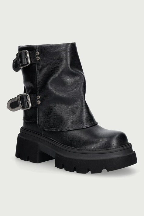 Buffalo Botki motocyklowe damskie Mave Fold Mid czarne 18488-BLK