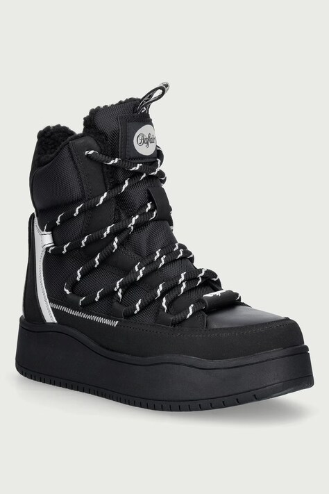 Buffalo Ariya Lace Up Warm Hi snehule dámske čierne 18425-BLK