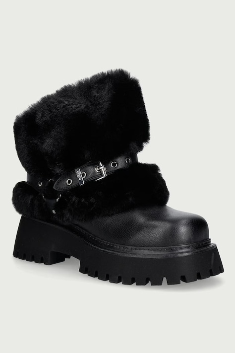 Buffalo Μποτάκια Γυναικεία Stacy Fold Over μαύρα 18421-BLK