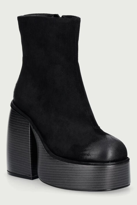 Buffalo Členkové čižmy na podpätku dámske Heart Bootie Stack čierne 18328-BLK