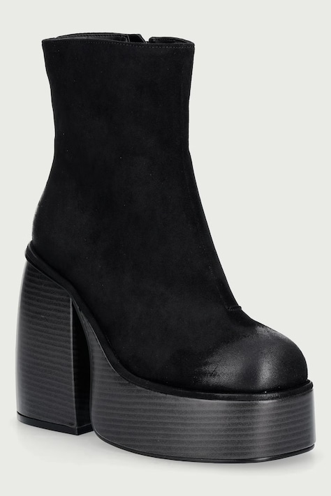 Buffalo Členkové čižmy na podpätku dámske Heart Bootie Stack čierne 18328-BLK