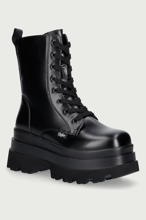 Buffalo Workery na platforme dámske Jupiter Lace Up Mid čierne 1622609-BLK