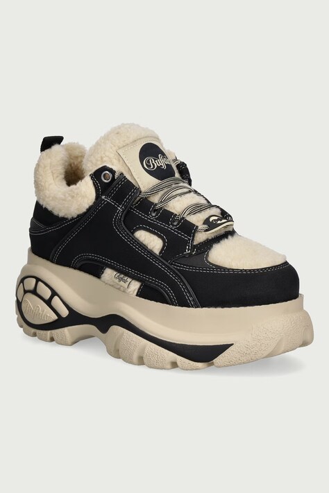Buffalo 1339-14 Rev Warm sneakers pentru femei negri cu platformă 16803-BCR