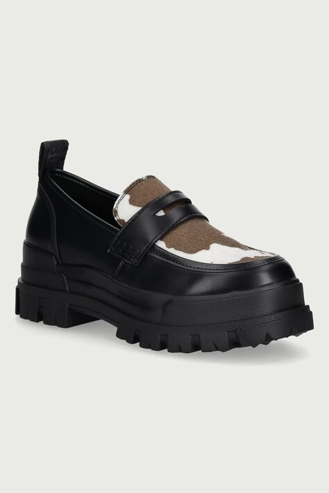 Buffalo Mocasini pentru femei Aspha Loafer negri cu platformă 16380-BLK