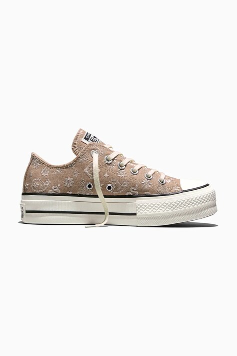 Converse Chuck Taylor All Star Lift OX πάνινα sneakers Γυναικεία μπεζ χαμηλά με πλατφόρμα A22398C
