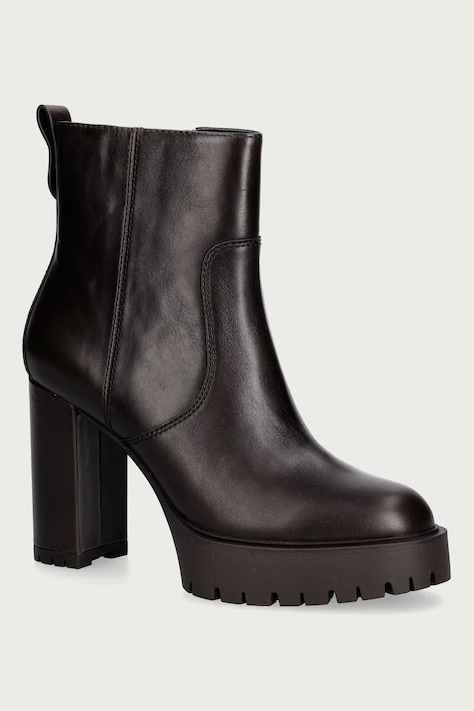 Pinko kotníkové boty na sloupku dámské kožené Clara 01 hnědé SD0577P001L72