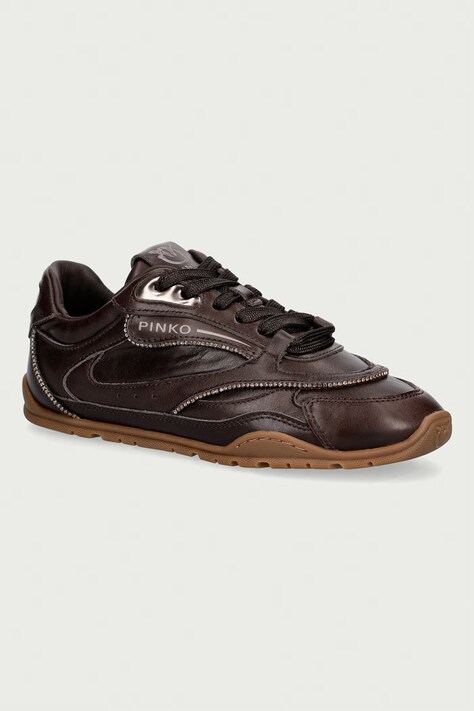 Pinko Yulia 04 sneakers γυναικεία δερμάτινα καφέ SS0223P003L72