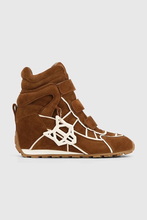 Naked Wolfe Element sneakersy damskie zamszowe brązowe na koturnie